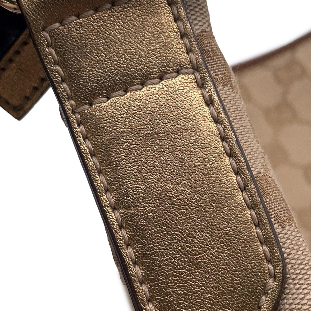 GUCCI GG Canvas Shoulder Bag Beige/Gold145857 Canvas Leather