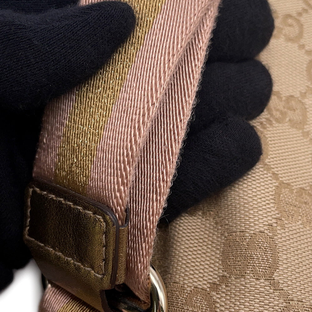 GUCCI GG Canvas Shoulder Bag Beige/Gold145857 Canvas Leather
