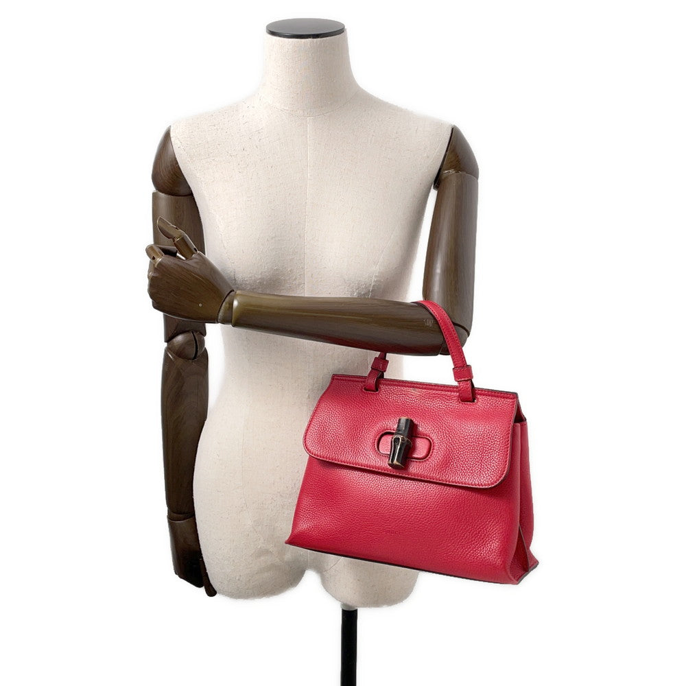 GUCCI Daily 2WAY Handbag Red370831 Bamboo Leather
