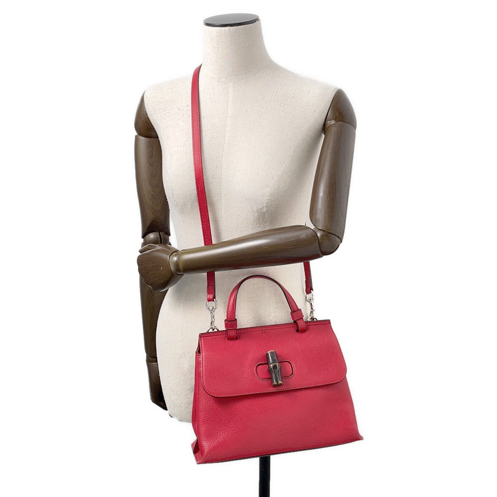 GUCCI Daily 2WAY Handbag Red370831 Bamboo Leather