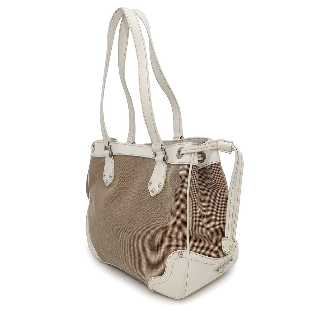 PRADA Logo jacquard handbag Beige/WhiteBR3417 Canvas Leather