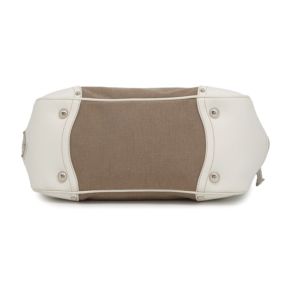 PRADA Logo jacquard handbag Beige/WhiteBR3417 Canvas Leather