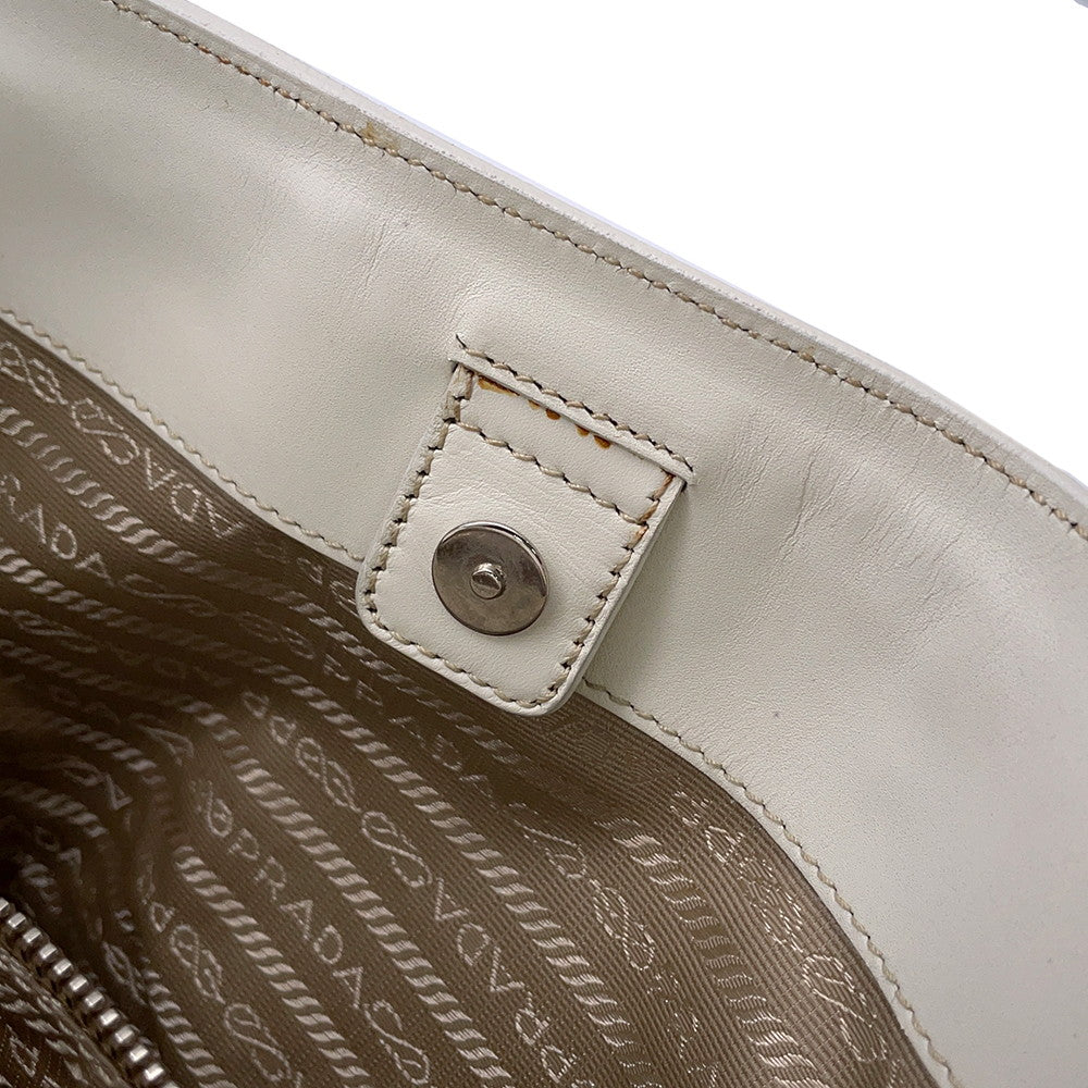 PRADA Logo jacquard handbag Beige/WhiteBR3417 Canvas Leather