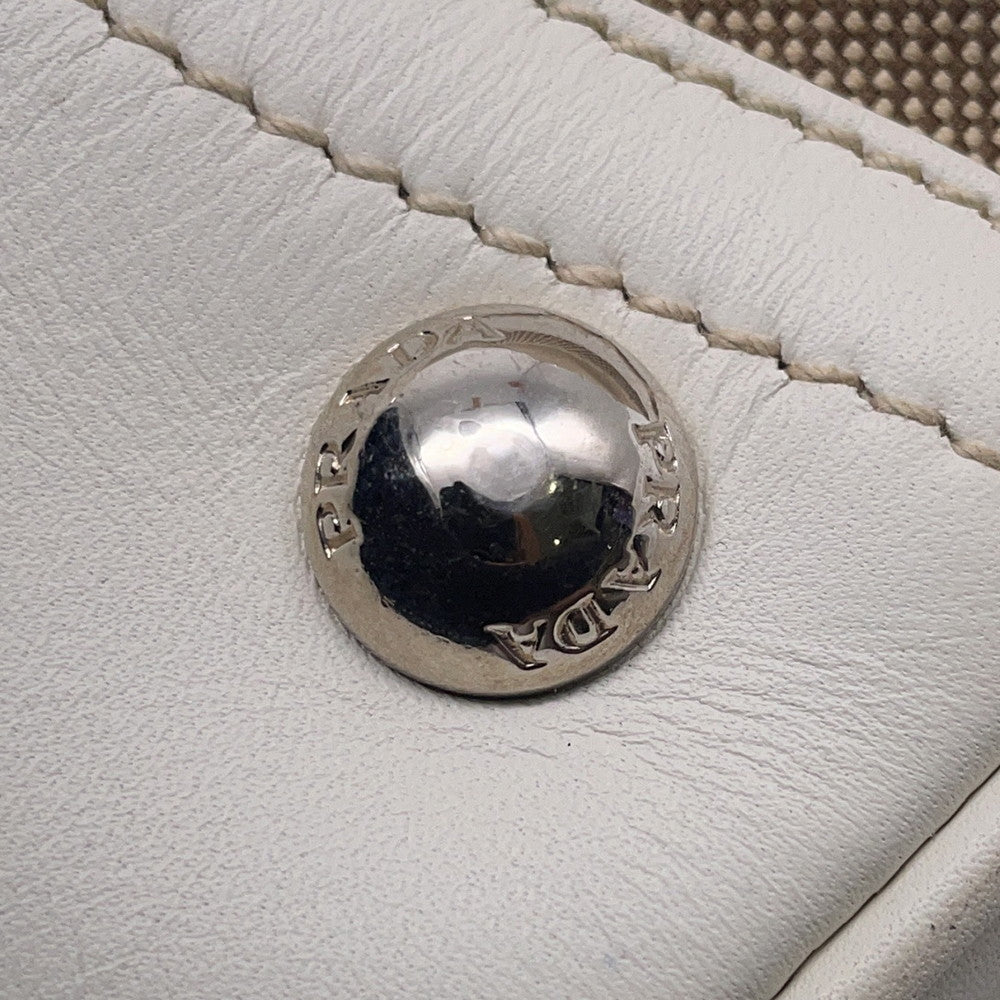 PRADA Logo jacquard handbag Beige/WhiteBR3417 Canvas Leather