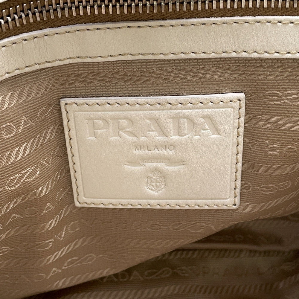 PRADA Logo jacquard handbag Beige/WhiteBR3417 Canvas Leather