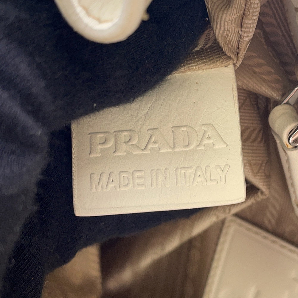 PRADA Logo jacquard handbag Beige/WhiteBR3417 Canvas Leather