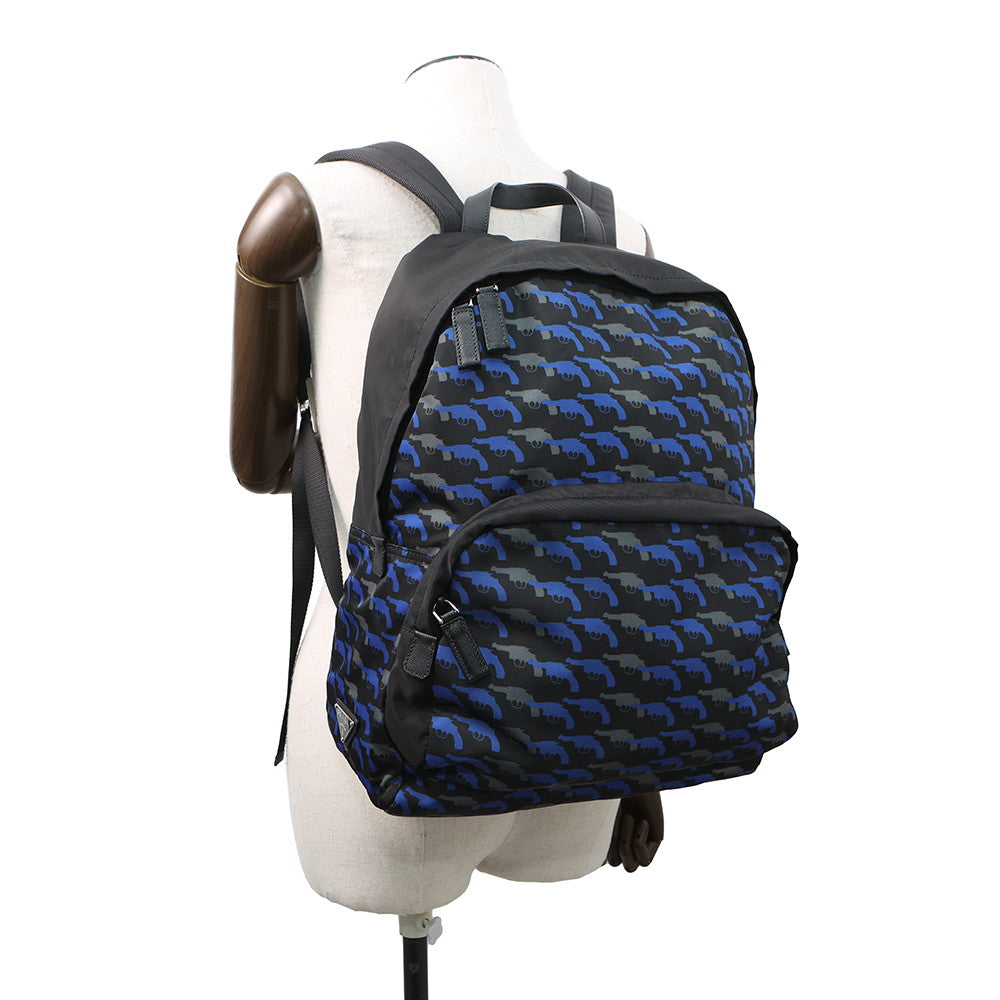 PRADA Pistol Backpack Black/BlueVZ0066 Nylon