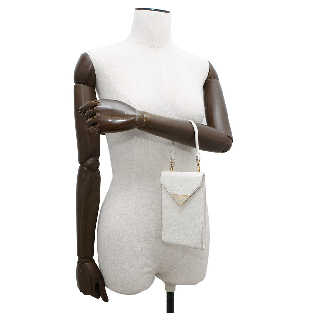 PRADA Mini Shoulder Bag White1BP050 Saffiano LeatherLeather