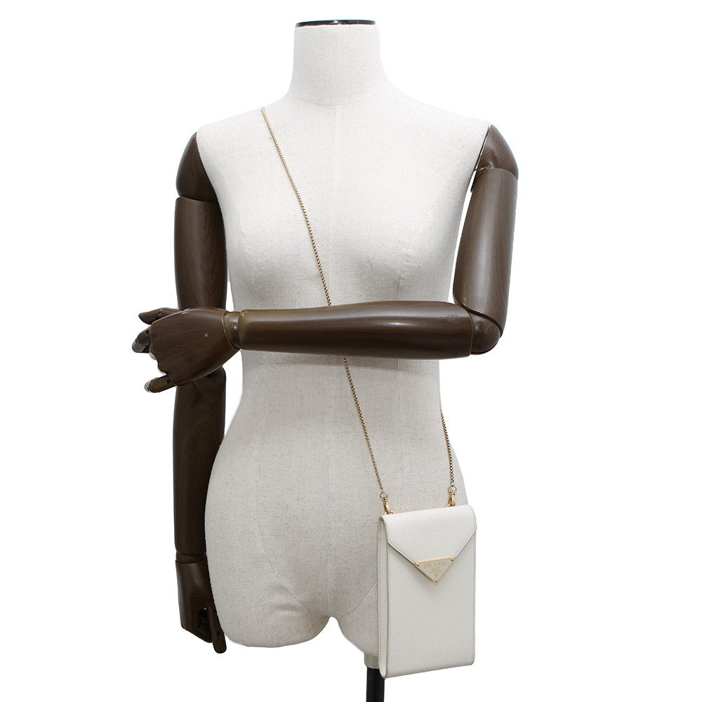 PRADA Mini Shoulder Bag White1BP050 Saffiano LeatherLeather