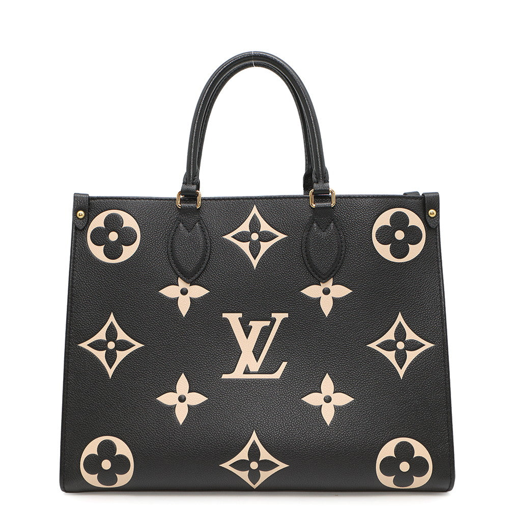 LOUIS VUITTON Onthego Noir/BeigeM45495 Bicolor Monogram Empreinte Leather Size MM