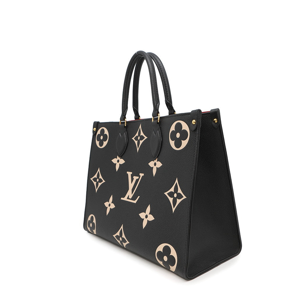 LOUIS VUITTON Onthego Noir/BeigeM45495 Bicolor Monogram Empreinte Leather Size MM