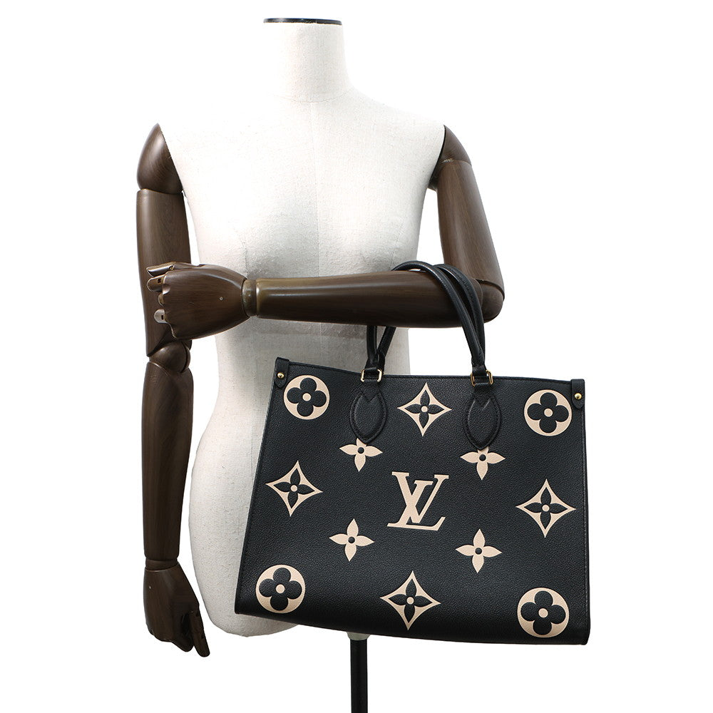 LOUIS VUITTON Onthego Noir/BeigeM45495 Bicolor Monogram Empreinte Leather Size MM