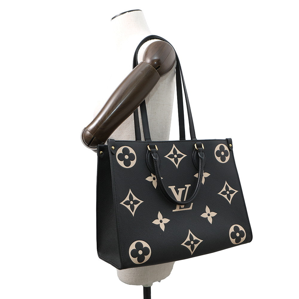 LOUIS VUITTON Onthego Noir/BeigeM45495 Bicolor Monogram Empreinte Leather Size MM