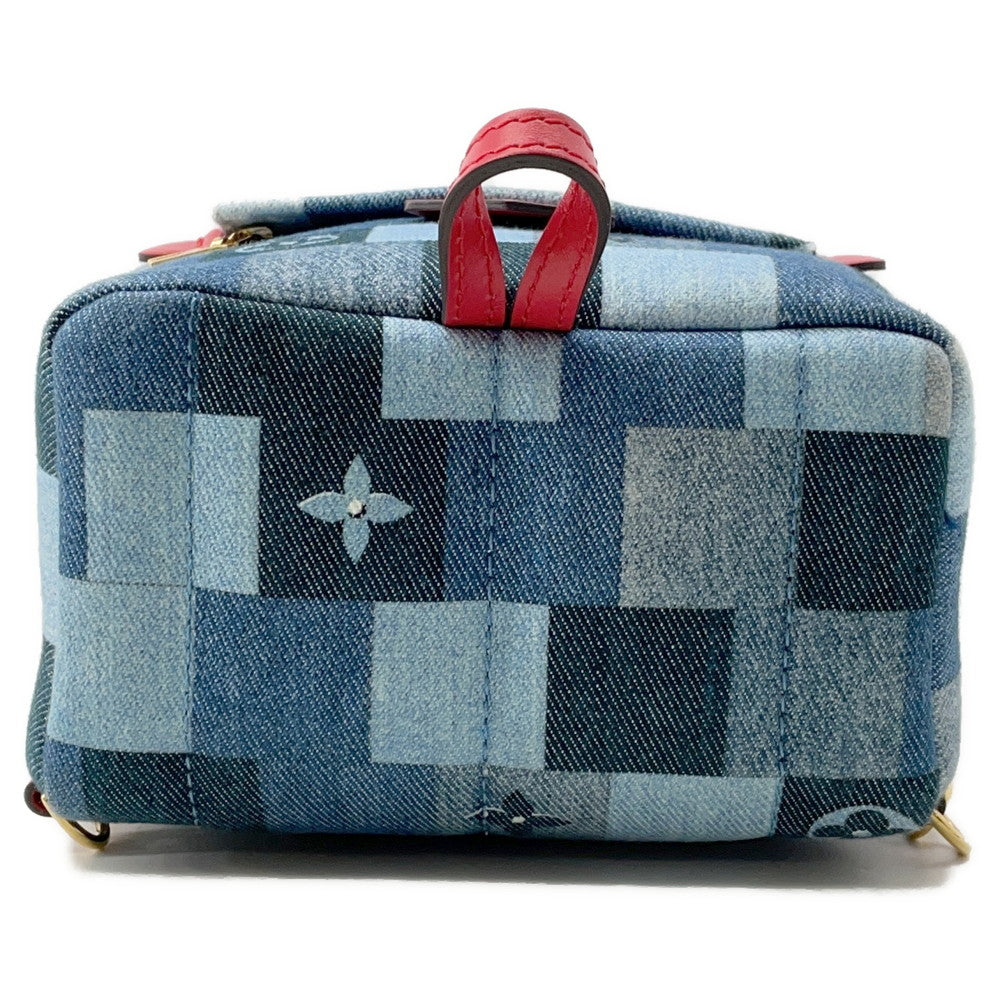 LOUIS VUITTON Palm Springs Backpack Blue/RedM45043 Monogram Denim Size MINI