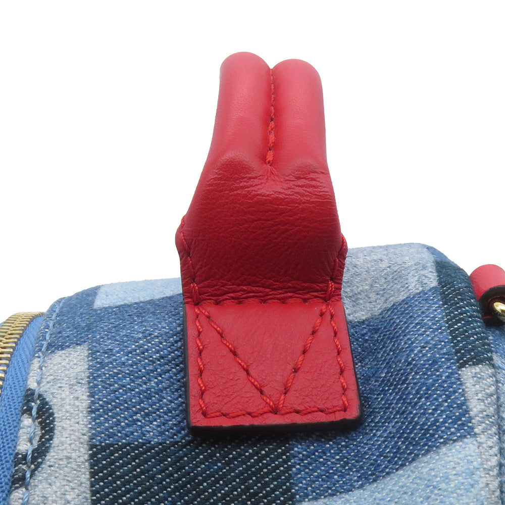 LOUIS VUITTON Palm Springs Backpack Blue/RedM45043 Monogram Denim Size MINI