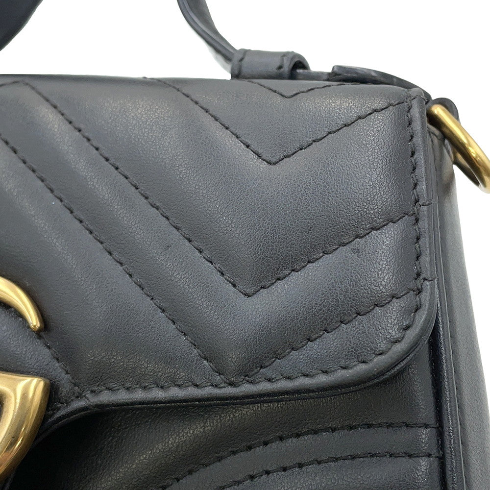 GUCCI GG Marmont Top Handle Bag Black547260 Leather Size Small