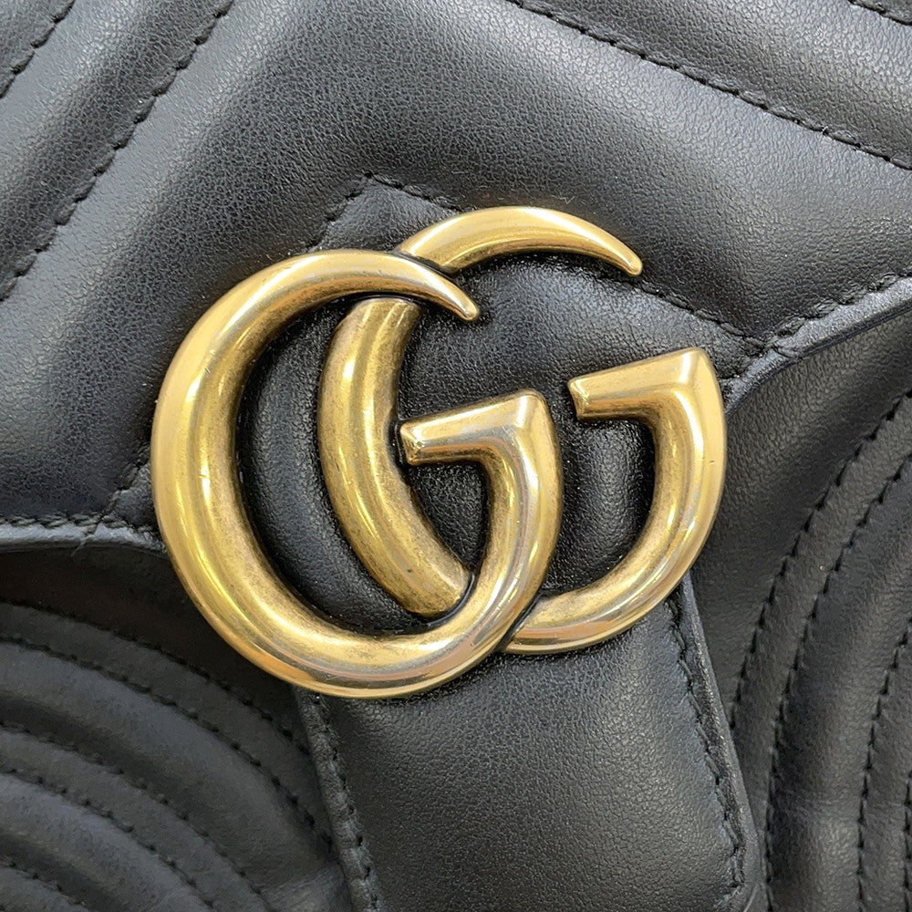 GUCCI GG Marmont Top Handle Bag Black547260 Leather Size Small