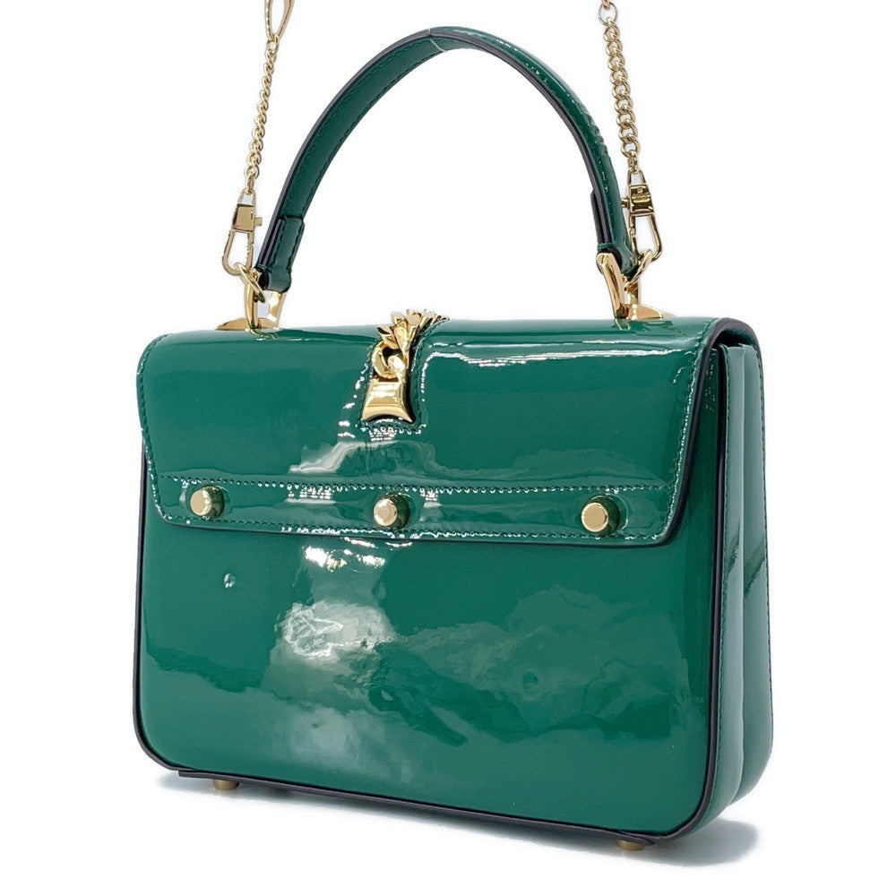 GUCCI Sylvie 2wayBag Green589479 Patent Leather