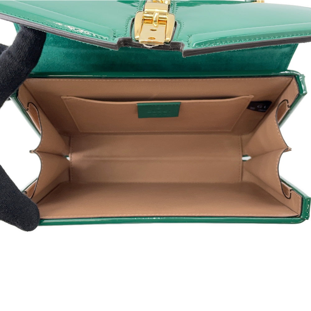 GUCCI Sylvie 2wayBag Green589479 Patent Leather