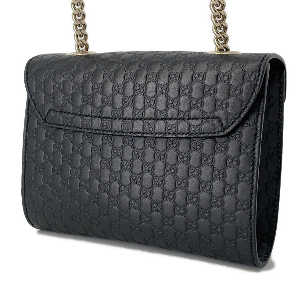 GUCCI MicroGuccissima Horsebit ChainShoulder Bag Black449636 Leather