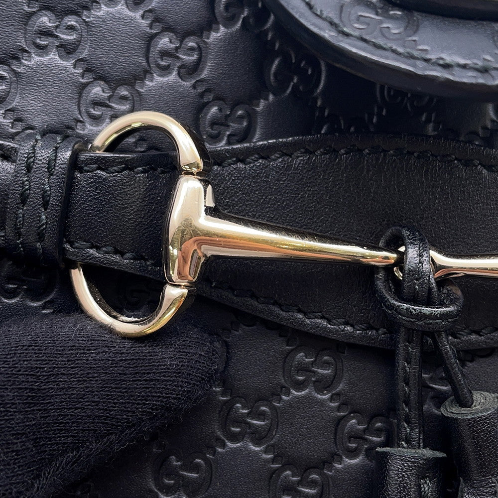 GUCCI MicroGuccissima Horsebit ChainShoulder Bag Black449636 Leather