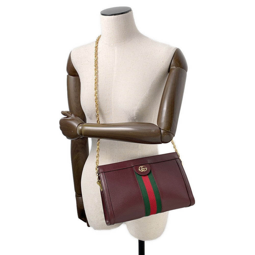 GUCCI Ophidia ChainShoulder Bag Bordeaux503877 Leather Size Small