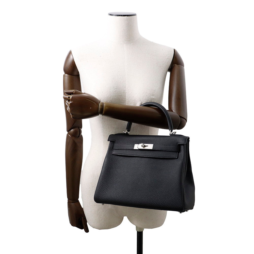 HERMES Kelly Retourne Black Togo Leather Size 28