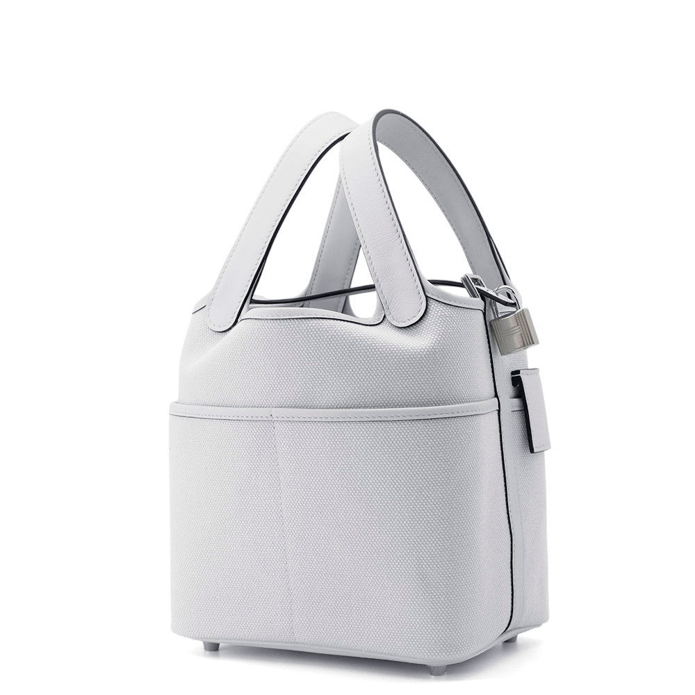 HERMES Picotin Lock Cargo Gri Platinum Towar Goeran Swift Leather Size PM