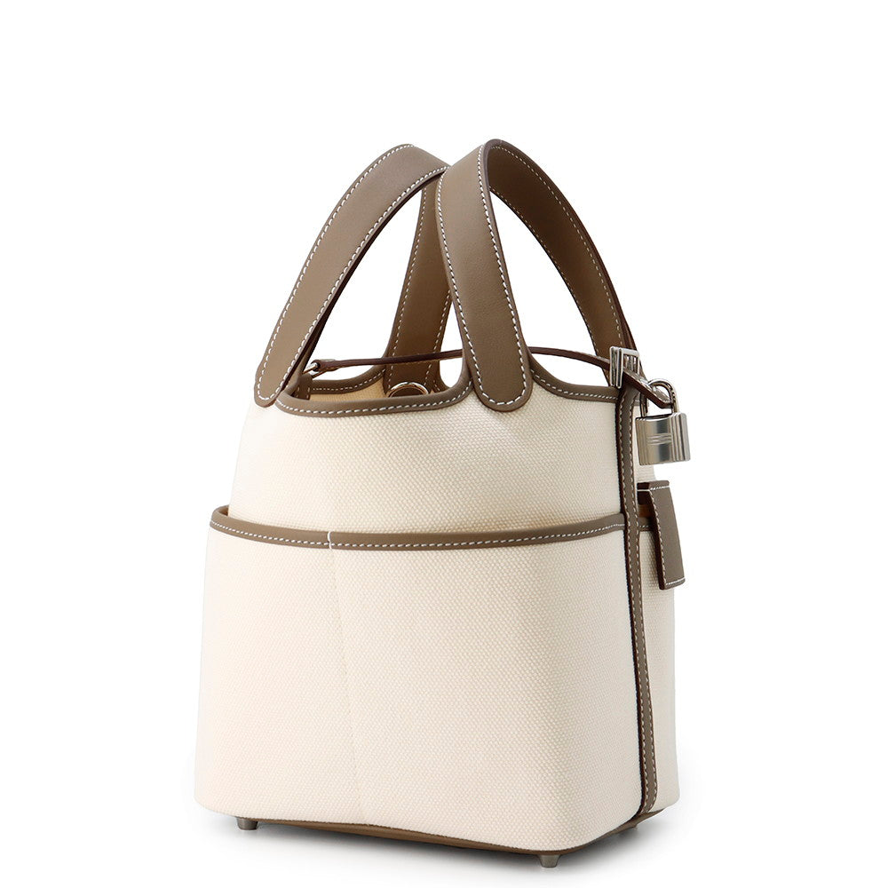 HERMES Picotin Lock Cargo Ecru/Etoupe Towar Goeran Swift Leather Size PM