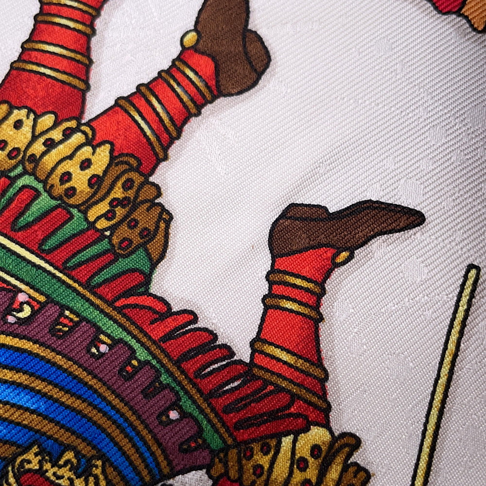 HERMES Carre LES FETES DU SOLEIL Celebration of the Sun King White/Navy/Multi Silk100%