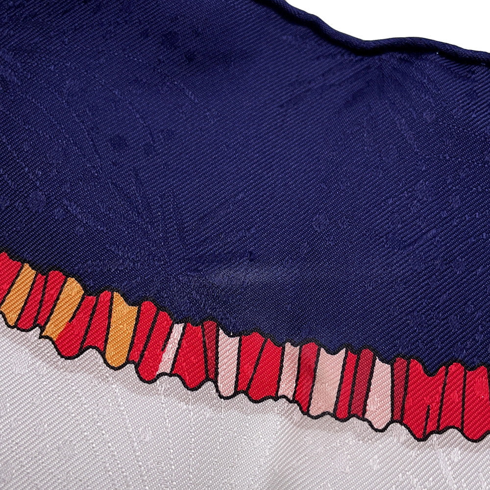 HERMES Carre LES FETES DU SOLEIL Celebration of the Sun King White/Navy/Multi Silk100%