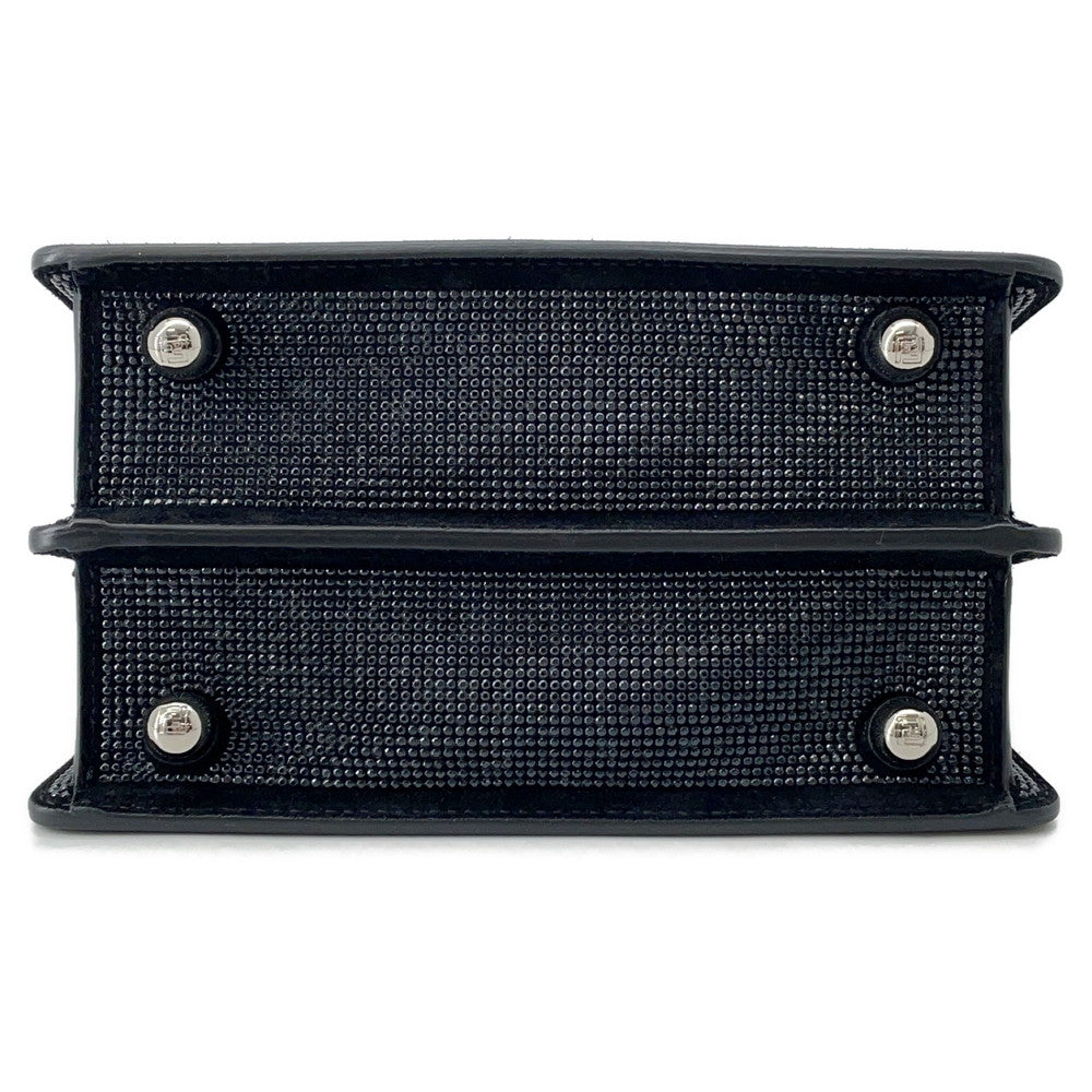 FENDI Peekaboo CrystalFF Handbag 2WAY Black8BN335 suede Size Petit