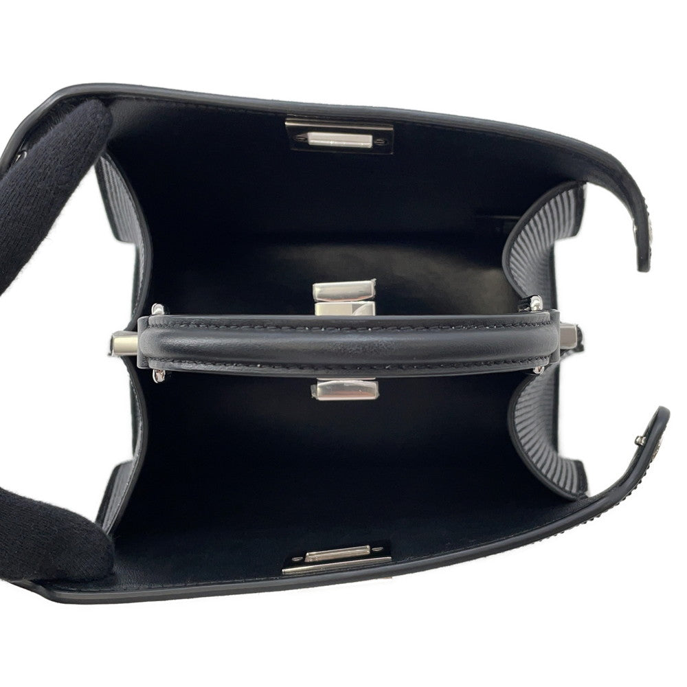 FENDI Peekaboo CrystalFF Handbag 2WAY Black8BN335 suede Size Petit