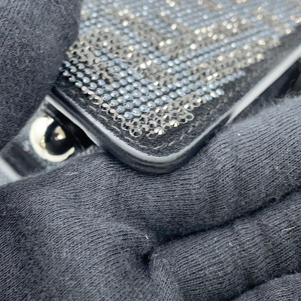 FENDI Peekaboo CrystalFF Handbag 2WAY Black8BN335 suede Size Petit
