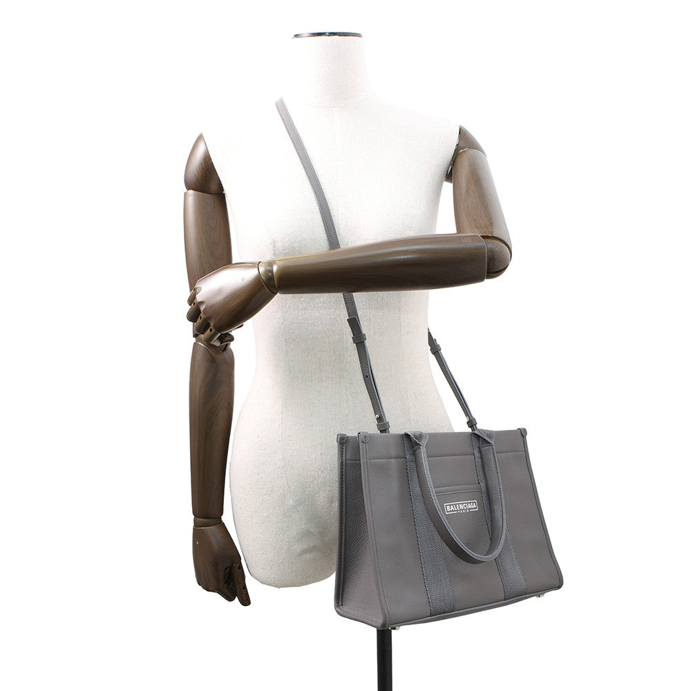 BALENCIAGA Hardware 2way Tote Gray671402 Leather Size Small
