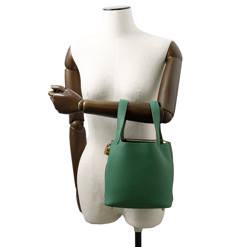 HERMES Picotin Lock Vert Moyen Taurillon Clemence Size PM