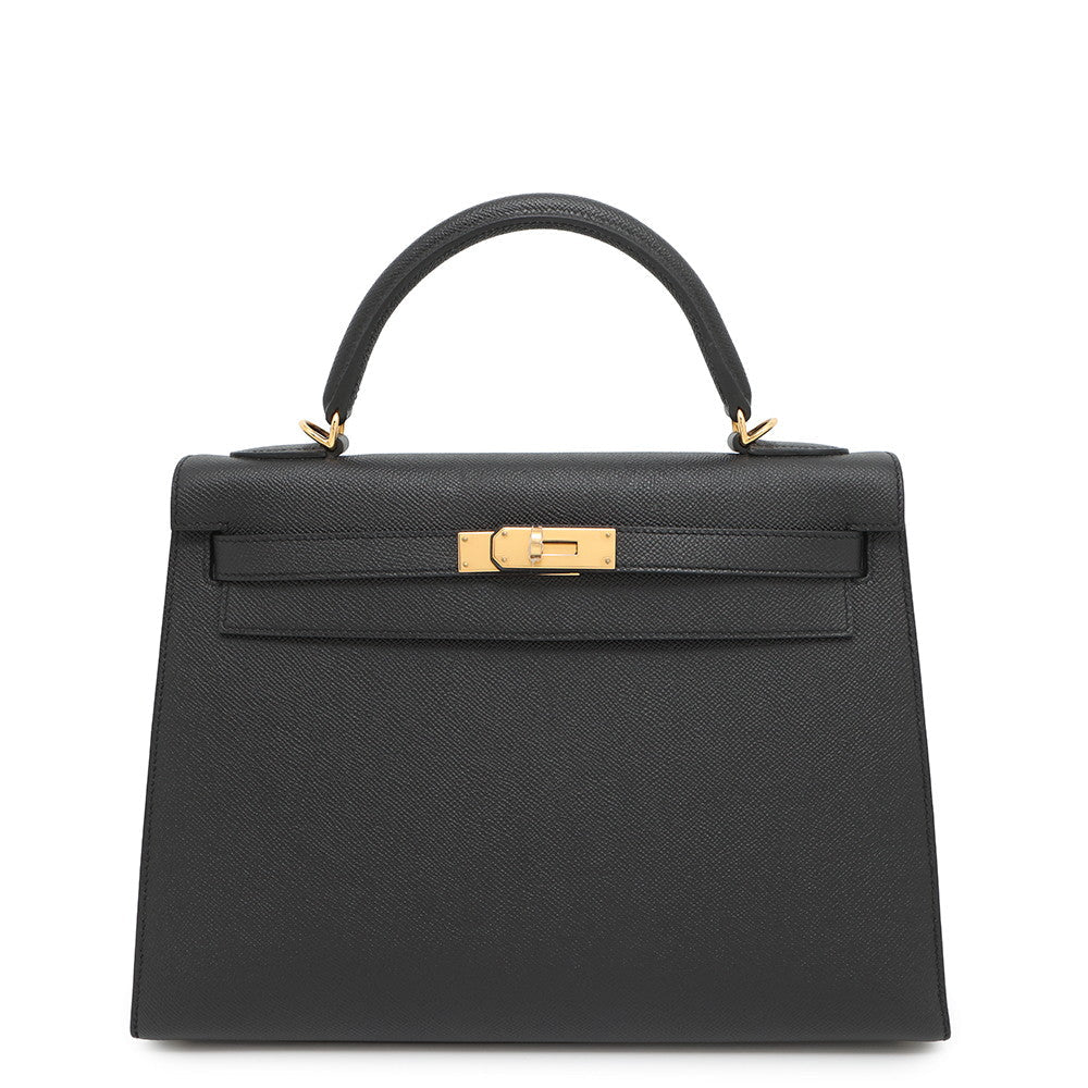 HERMES Kelly Sellier Black Epsom Size 32