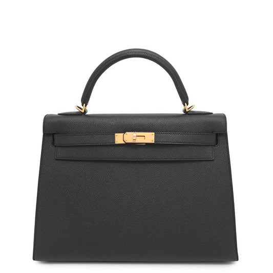 HERMES Kelly Sellier Black Epsom Size 32