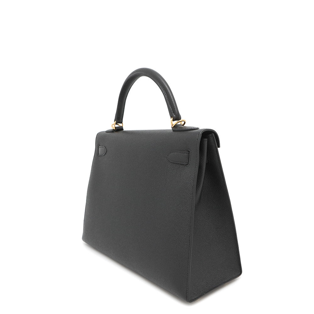 HERMES Kelly Sellier Black Epsom Size 32