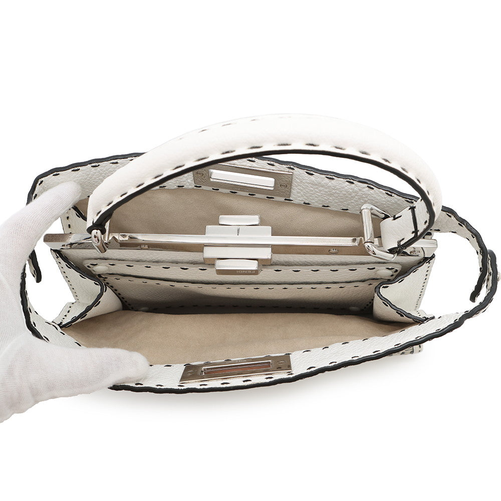 FENDI Peekaboo ICYU Selleria White/Black8BN321 Leather Size Medium