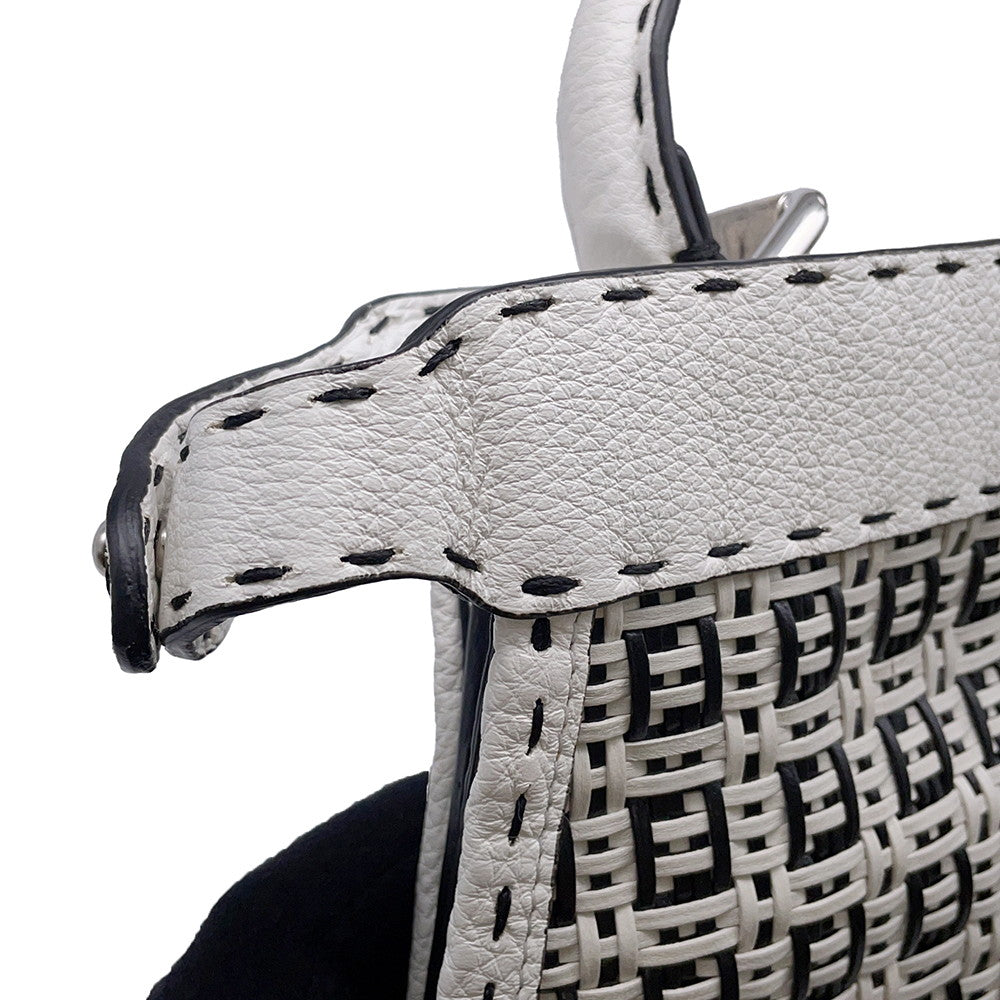 FENDI Peekaboo ICYU Selleria White/Black8BN321 Leather Size Medium