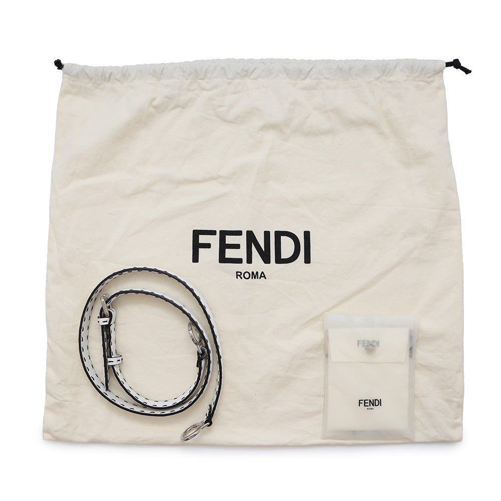 FENDI Peekaboo ICYU Selleria White/Black8BN321 Leather Size Medium