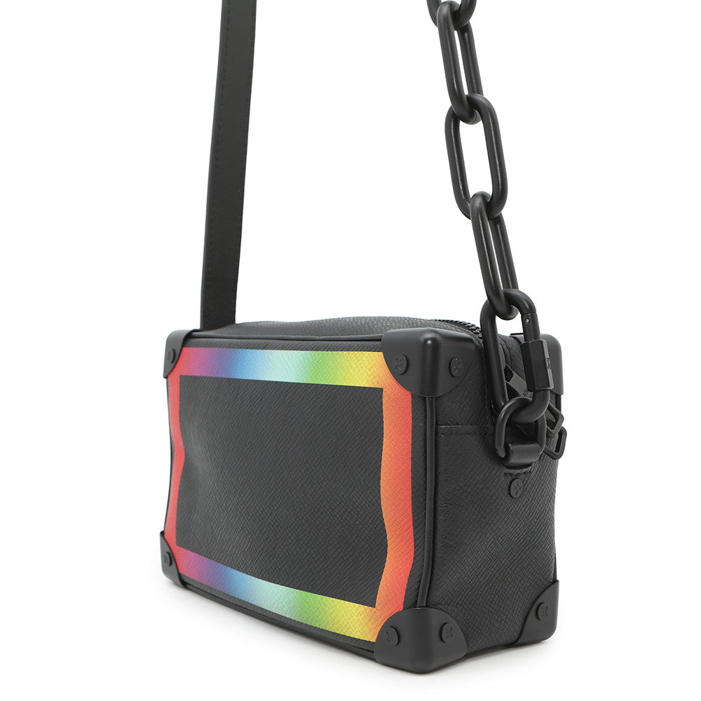 LOUIS VUITTON Mini Soft Trunk Noir/Righe RainbowM30351 Taiga Leather Size Mini