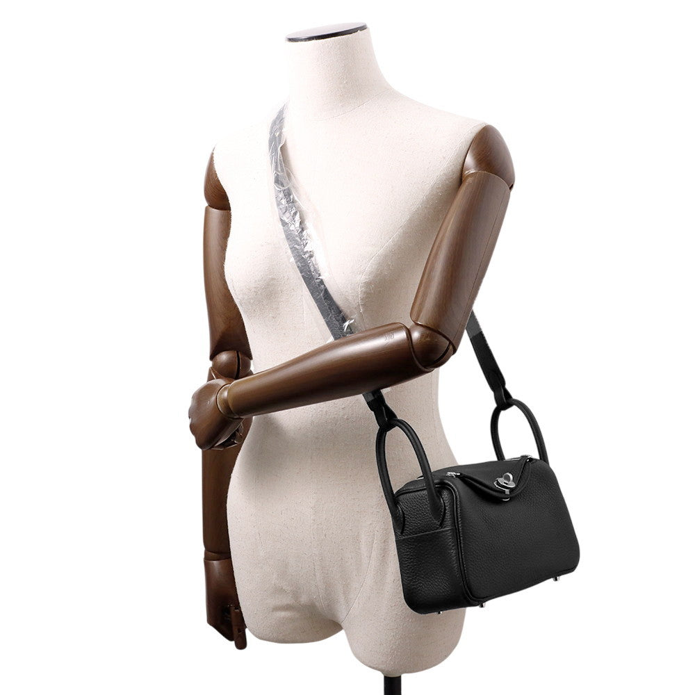 HERMES Lindy Black Taurillon Clemence Size Mini