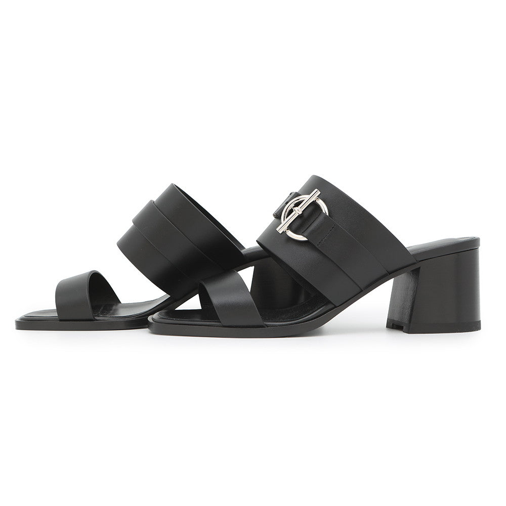 HERMES Sandals 《Cute》 60 Black Calf Leather Size 36 1/2