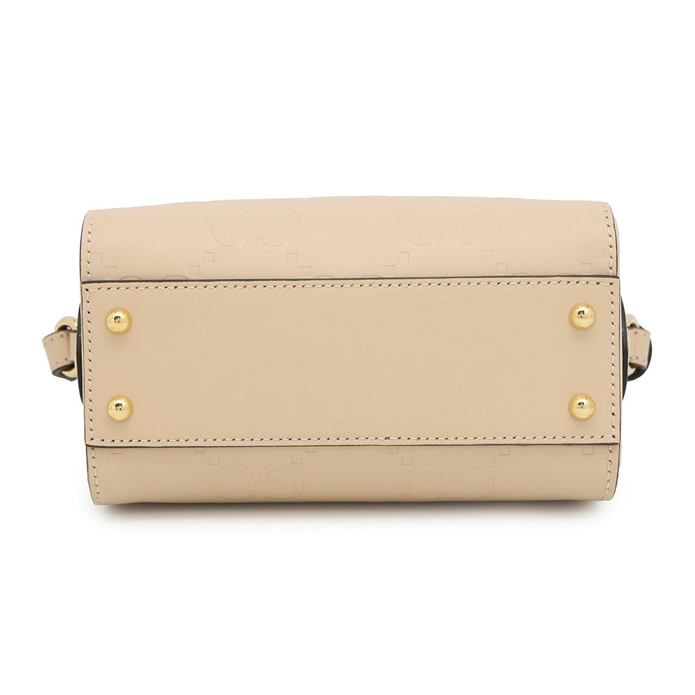 GUCCI GG Super Mini 2WAY Handbag Beige790130 Leather