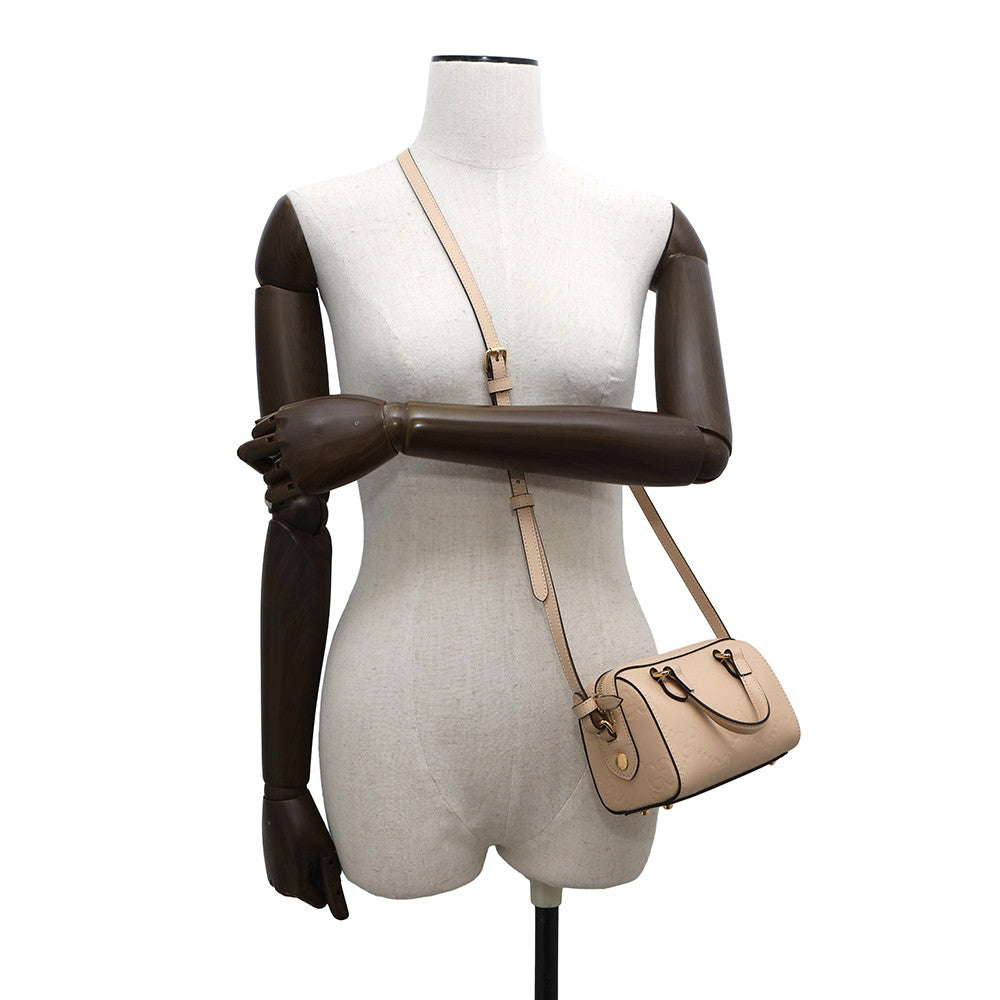 GUCCI GG Super Mini 2WAY Handbag Beige790130 Leather