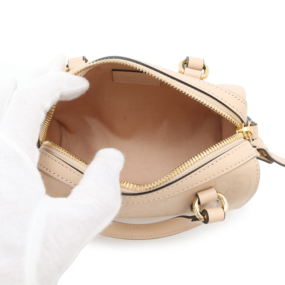GUCCI GG Super Mini 2WAY Handbag Beige790130 Leather