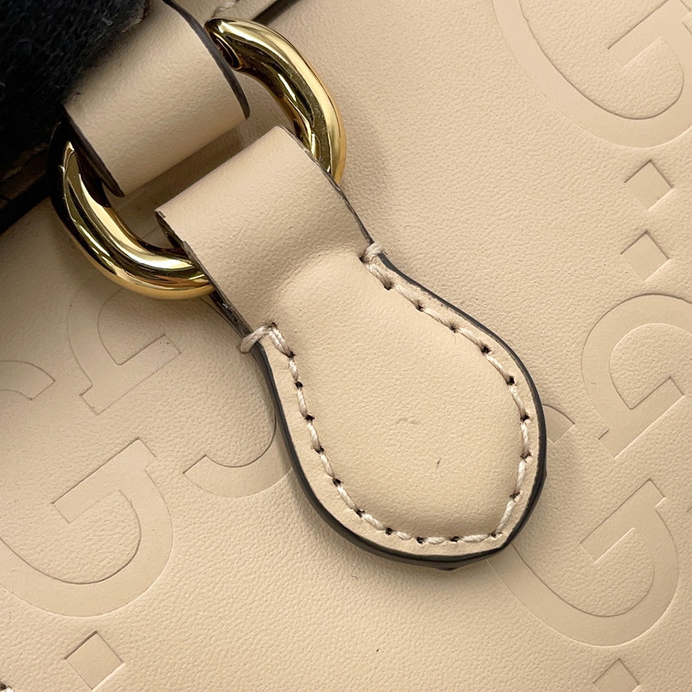 GUCCI GG Super Mini 2WAY Handbag Beige790130 Leather