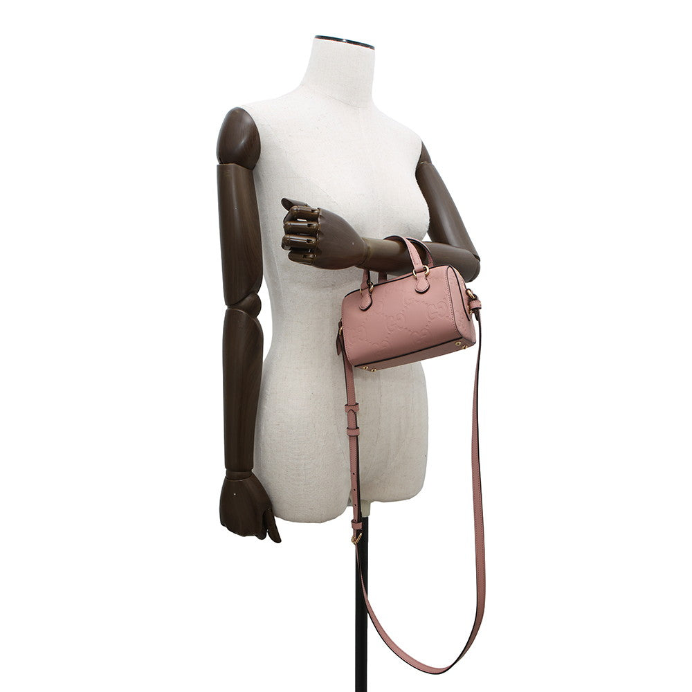 GUCCI GG Super Mini 2WAY Handbag Pink790130 Leather